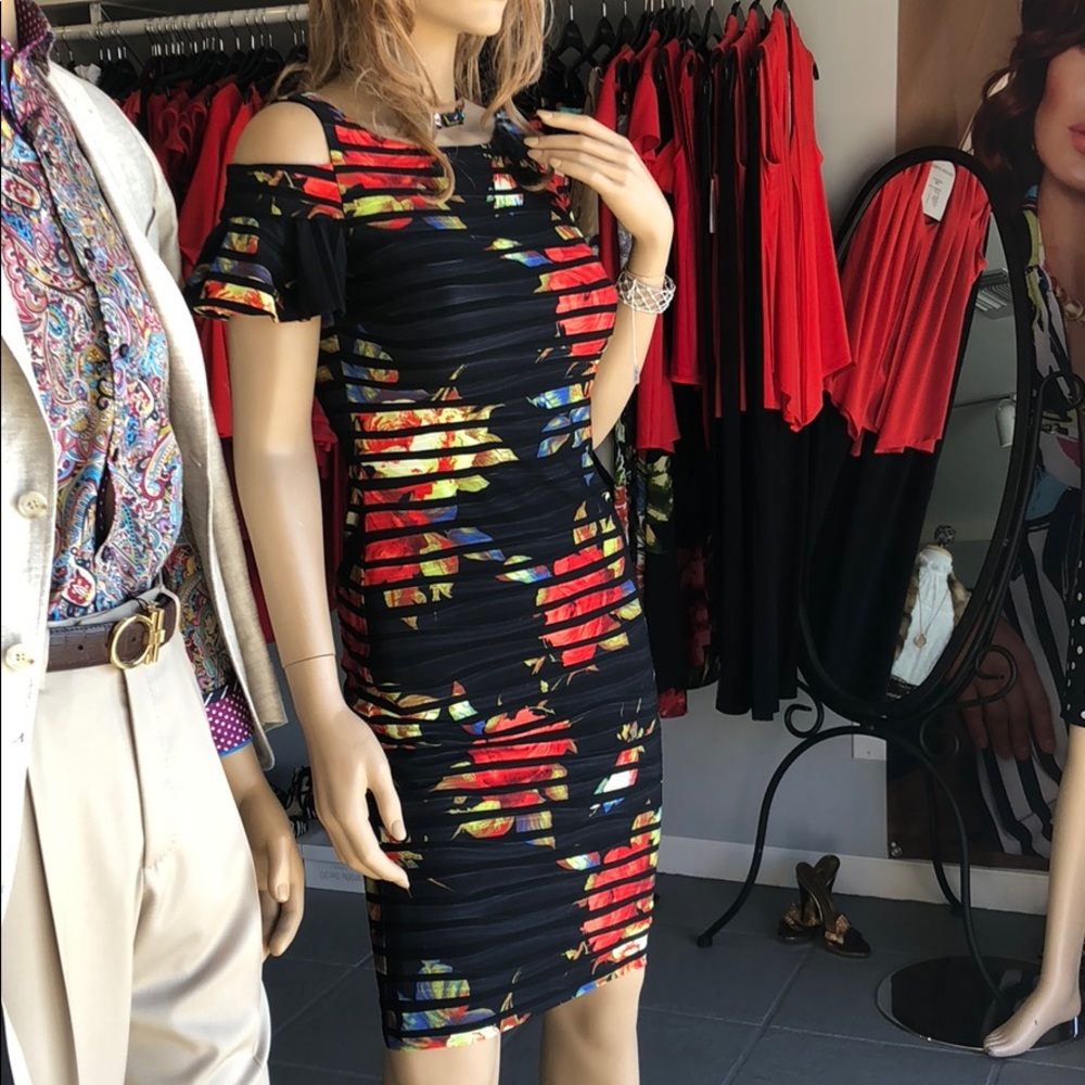 Cutout Sleeve Floral Print Dress